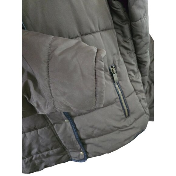 Old Navy Womens Faux Fur Collar Puffer Jacket Brown boho cottagecore warm soft - Picture 5 of 7